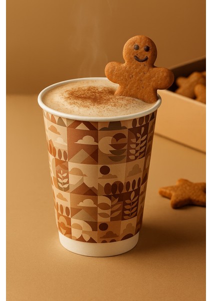 Sonbahar Temalı Desenli Karton Bardak – 14 Oz | Sıcak Içecek , Çift Katlı, Dayanıklı Bardak 5 Adet