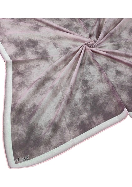 Ebruli Soft Pamuklu Desenli Eşarp - 95X95 cm