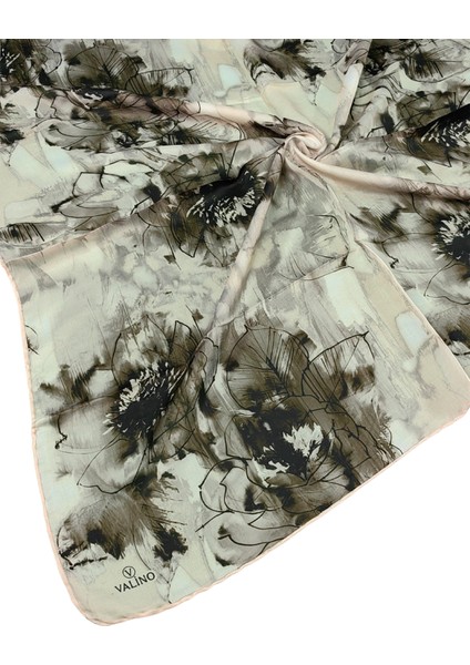 Valino Çiçek Desenli Şifon Eşarp – 90X90 cm