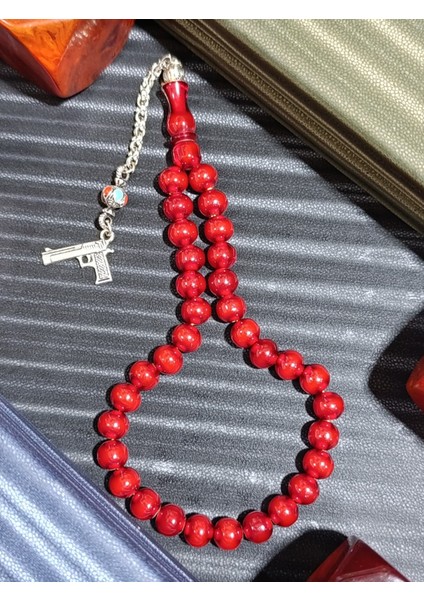 Sıkma Çubuk Kehribar Tesbih Kırmızı & Kahverengi fiyatları