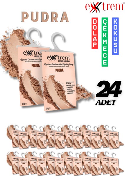 Pudra Dolap Kokusu 24'lü Set - Doğal Esanslı - Güve ve Neme Karşı - Çeyizlik Için