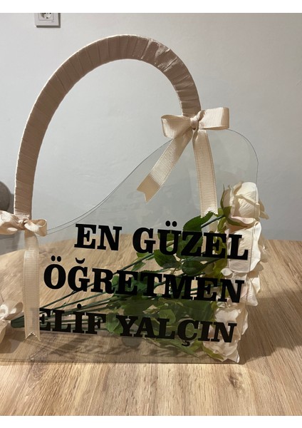 Kişiye Özel Hediye - Pleksi Çanta & Yapay Güller modelleri