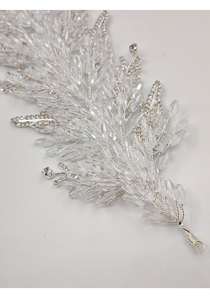 Boncuklu, Çiçekli Kristal Gelin Tacı Saç ve Türban Aksesuarı fiyatları