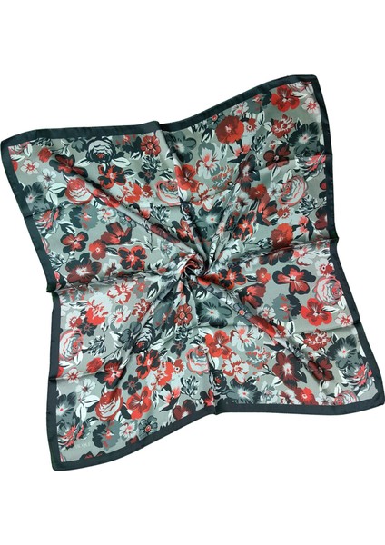 Buqle Jan Jan Çiçek Desenli Saten Eşarp - 100X100 cm modelleri