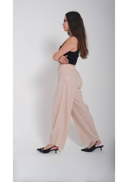 Kadın Çizgili Havuç Pantolon modelleri