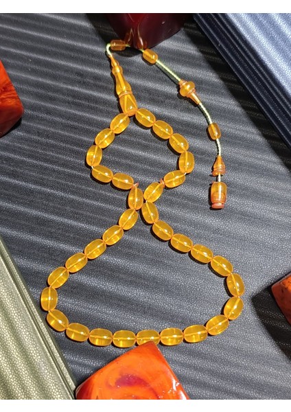 Sarı Ateş Kehribar Tesbih