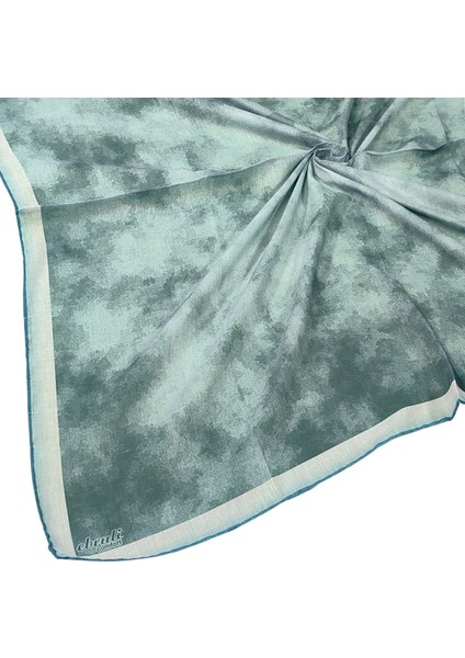 Ebruli Soft Pamuklu Desenli Eşarp - 95X95 cm