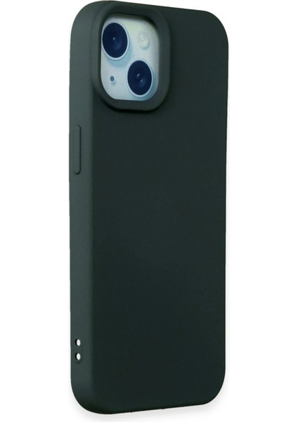 iPhone 15 Kılıf Nano Içi Kadife Silikon - Koyu Yeşil