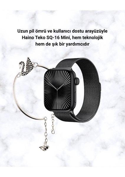 Sq-16 Mini Series 10 Akıllı Saat | Şık ve Hafif Tasarım, 3 Kordon Seçeneği fırsatları