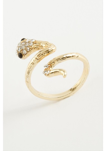 Techmrt Yılan Taşlı Yüzük-Gümüş Rengi