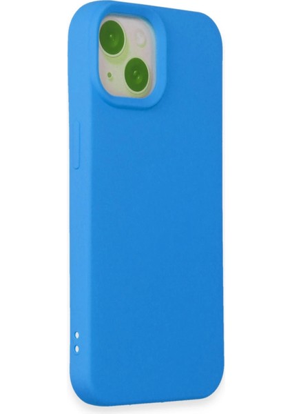 iPhone 15 Kılıf Nano Içi Kadife Silikon - Mavi
