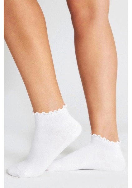 Bambu Kadın Beyaz Fırfırlı Lastiksiz Kadın Soket 3lü Beyaz Çorap/iz Bırakmaz /sıkmayan Çorap fiyatları
