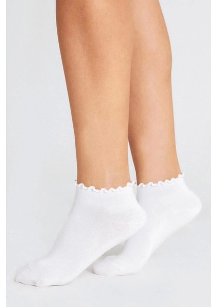 Bambu Kadın Beyaz Fırfırlı Lastiksiz Kadın Soket 3lü Beyaz Çorap/iz Bırakmaz /sıkmayan Çorap modelleri
