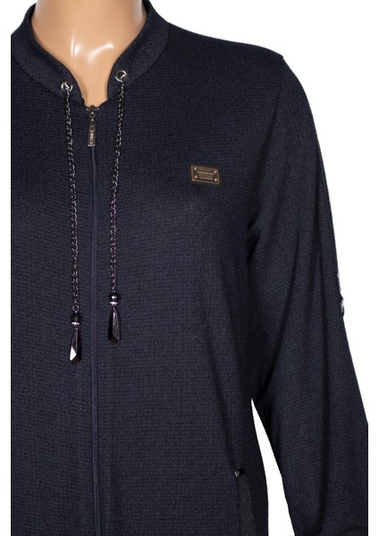 Hesna Kadın Zeren Battal Beden Baharlık Boydan Lacivert Pardesü modelleri