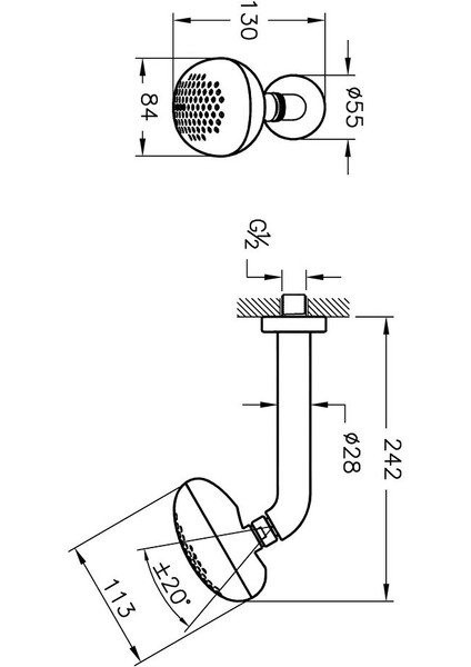 İstanbul Duş Başlığı (Duvardan)