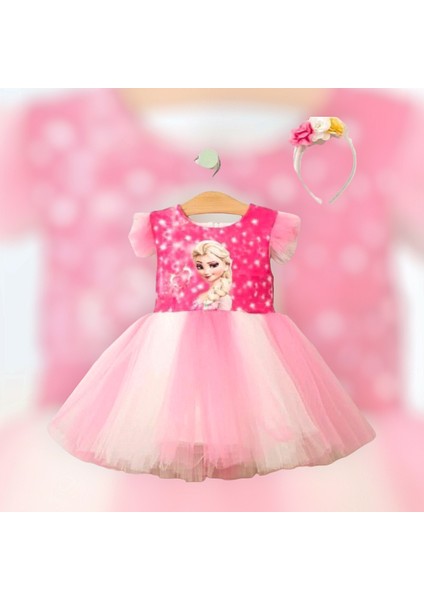 Kız Çocuk Elsa Elbise Düğün Parti Doğum Günü Mezuniyet Etkinlik Taç Hediyeli