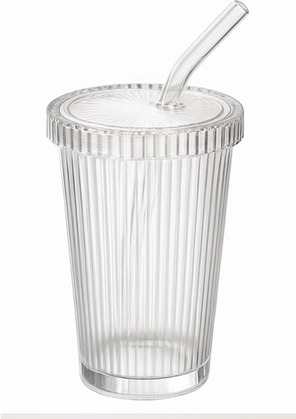 20 Adet Latte Kapaklı Pipetli Kristal Desen Fenomen Bardak Soğuk Kahve, Smoothie, Içecek Bardağ fiyatları