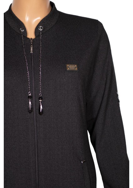 Hesna Kadın Zeren Büyük Beden Baharlık Boydan Siyah Pardesü modelleri