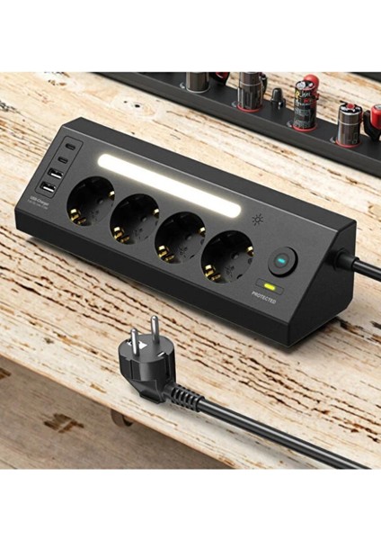 LP764 Çoklu Gece Lambalı Priz Yüksek Gerilim Korumalı 4’lü Priz 2xusb 2xtype-C Çıkışlı G fiyatları