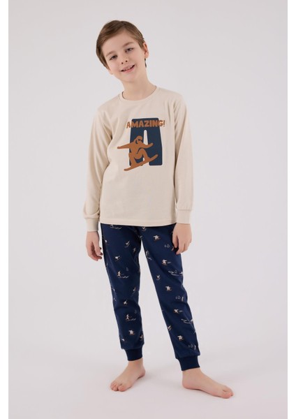 Garson Erkek Çocuk Amazing %100 Pamuk 4 Mevsim Baba-Oğul Uzun Kollu Pijama Takım fırsatları