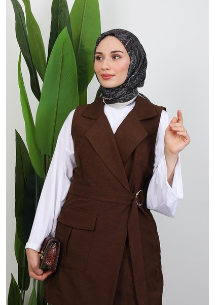 Tek Cepli Kruvaze Yaka Takım Kahverengi indirimleri