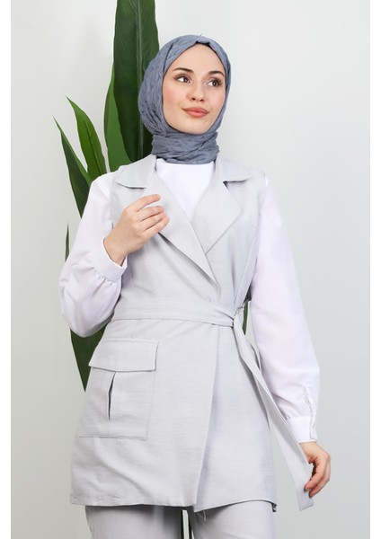 Tek Cepli Kruvaze Yaka Takım Açık Gri indirimleri