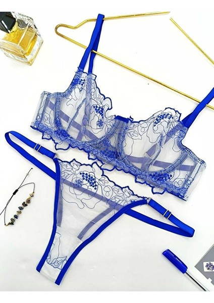 Lacivert Transparan Sütyen Takımı fiyatları