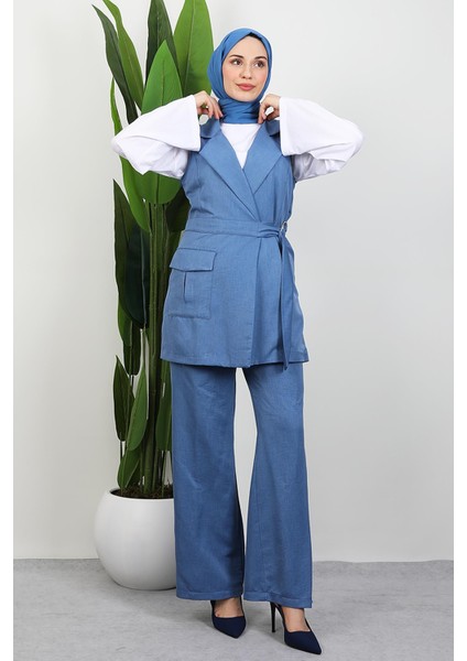 Tek Cepli Kruvaze Yaka Takım Indigo fiyatları