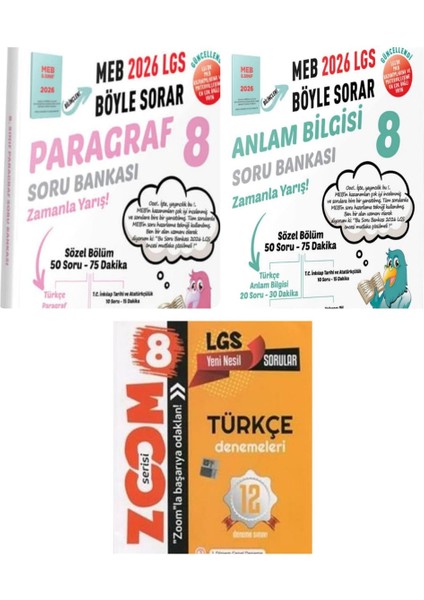 8. Sınıf 2026 Meb Böyle Sorar Anlam Bilgisi ve Paragraf Soru Bankası + Türkçe 12'li Branş Denemesi