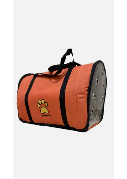 Patili Ön Şeffaf Kollu Kedi Köpek Taşıma Çantası Turuncu