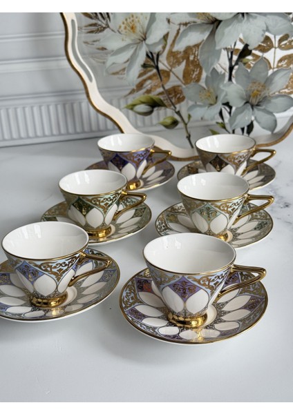 Türk Kahve Fincanı Craig Mix 6 Kişilik 12 Parça