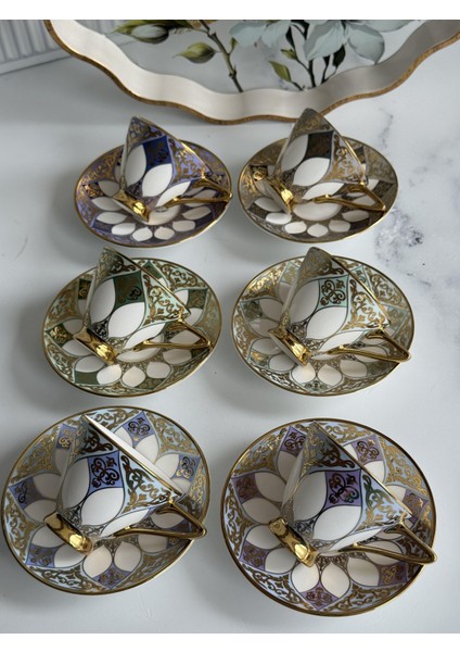 Türk Kahve Fincanı Craig Mix 6 Kişilik 12 Parça modelleri