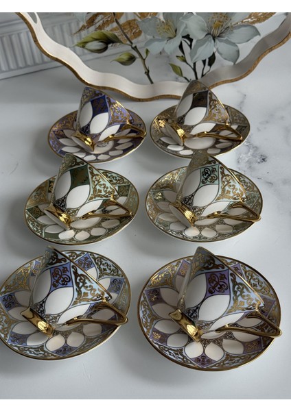 Türk Kahve Fincanı Craig Mix 6 Kişilik 12 Parça fırsatları