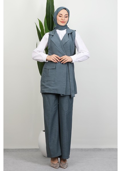 Tek Cepli Kruvaze Yaka Takım Gri Mavi fiyatları