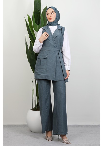 Tek Cepli Kruvaze Yaka Takım Gri Mavi modelleri