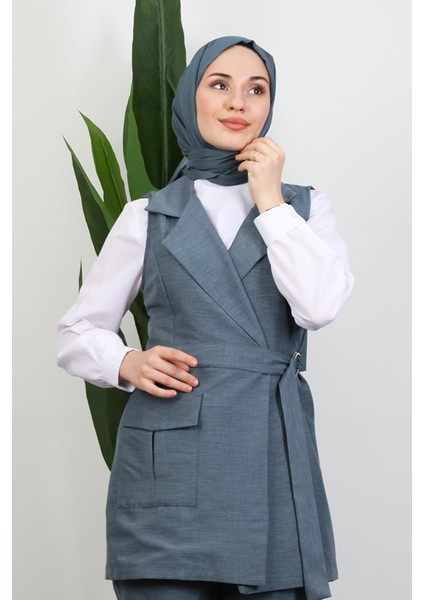 Tek Cepli Kruvaze Yaka Takım Gri Mavi indirimleri