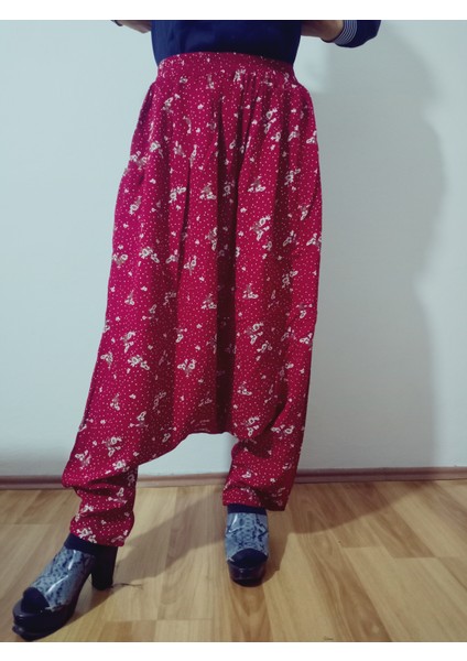 Adana Şalvarı Viskon Basma Kumaş, Otantik Bohem Desenli Cepli Şalvar %100 Pamuk