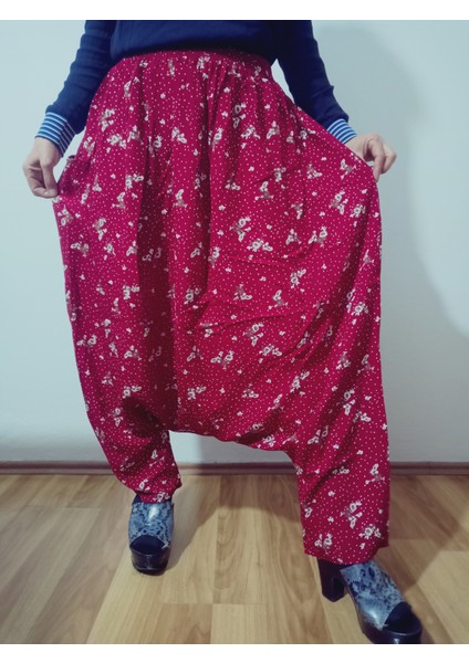 Adana Şalvarı Viskon Basma Kumaş, Otantik Bohem Desenli Cepli Şalvar %100 Pamuk modelleri