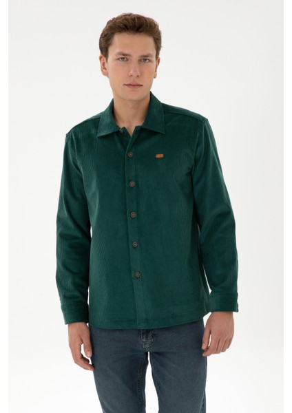 Erkek Koyu Yeşil Gömlek Desenli 50316668-VR079