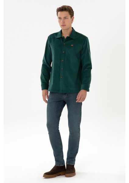 Erkek Koyu Yeşil Gömlek Desenli 50316668-VR079 fırsatları
