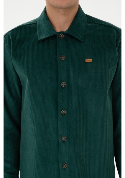Erkek Koyu Yeşil Gömlek Desenli 50316668-VR079