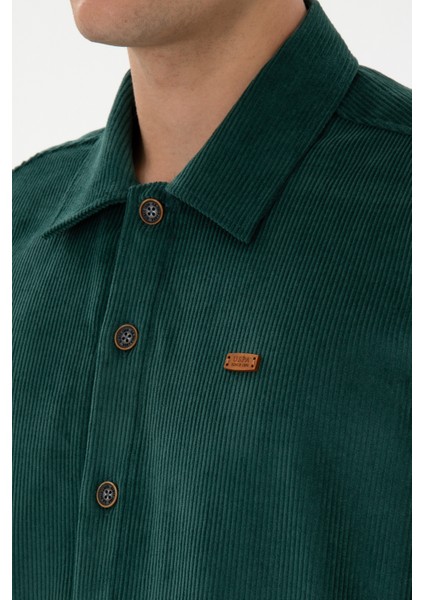 Erkek Koyu Yeşil Gömlek Desenli 50316668-VR079