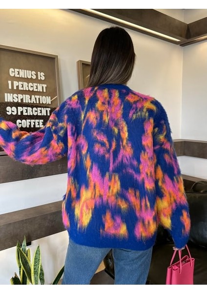 Bisiklet Yaka Karma Desen Kazak Saks Mavi ABGYM0807 fırsatları