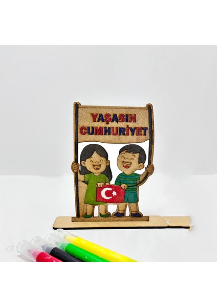 Çocuklar Için 29 Ekim Cumhuriyet Bayramı Ahşap Boyama Etkinliği | "yaşasın Cumhuriyet" Figürü