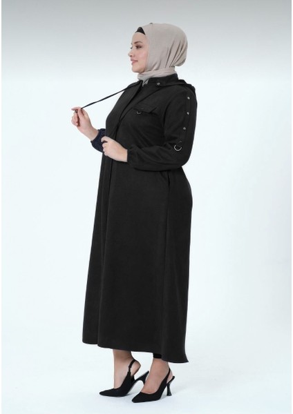 Desen Kadın Büyük Beden Kapüşonlu Mevsimlik Süet Ferace fiyatları