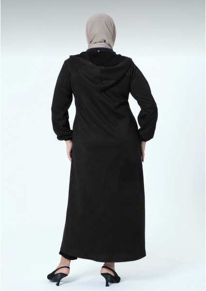 Desen Kadın Büyük Beden Kapüşonlu Mevsimlik Süet Ferace fırsatları