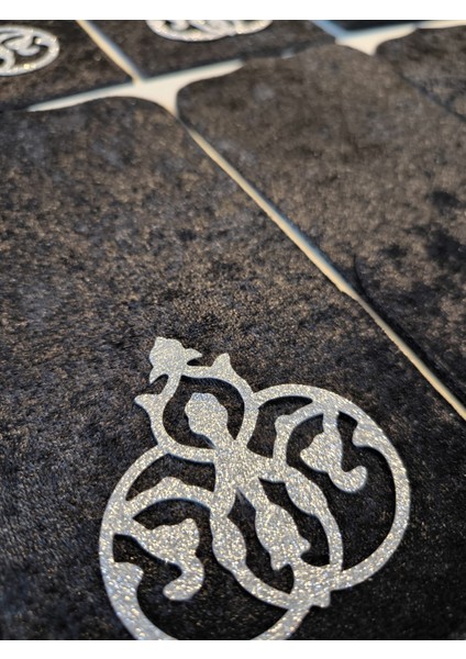 6 Adet Kaşıklık/siyah Kadife/ Cepli/üzeri Gümüş Deri Işlemeli fırsatları