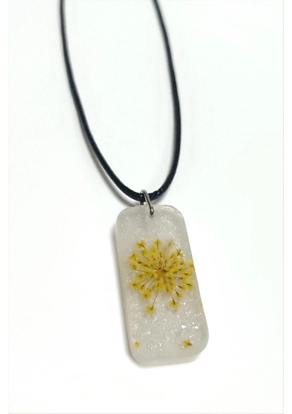 Sultanotu Çiçeği Dikdörtgen Epoksi Kolye