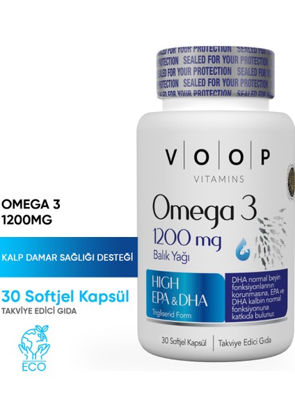 Omega 3 Balık Yağı 1200 Mg 30 Kapsül