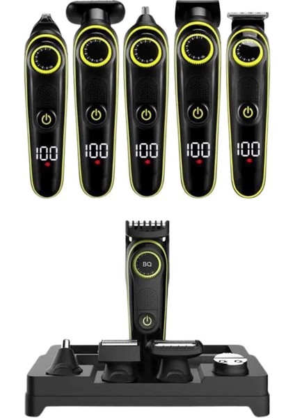 5 Başlıklı Şarjlı Tıraş Makinesi LED Ekran Saç Sakal Ense Tıraşına Uygun Bakım Seti indirimleri